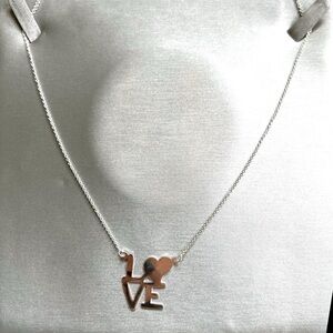 NWT .925 Modern Silver Love Necklace with Minimalist Design